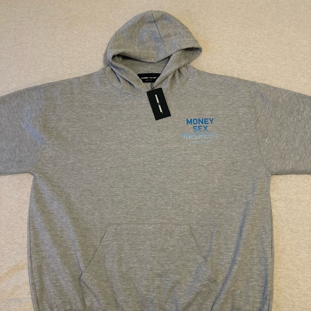 Gray Hoodie with Blue‎ Text